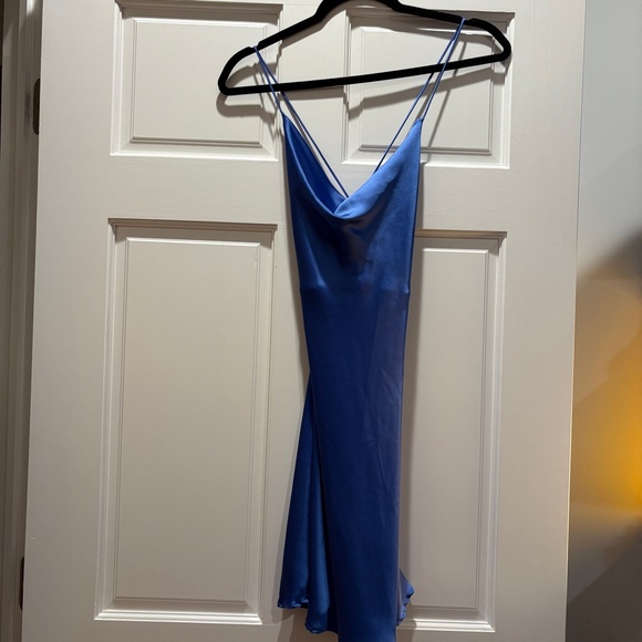 NWT Zara Deep Blue Cowl Neck Mini Dress Size Medium - Picture 5 of 5